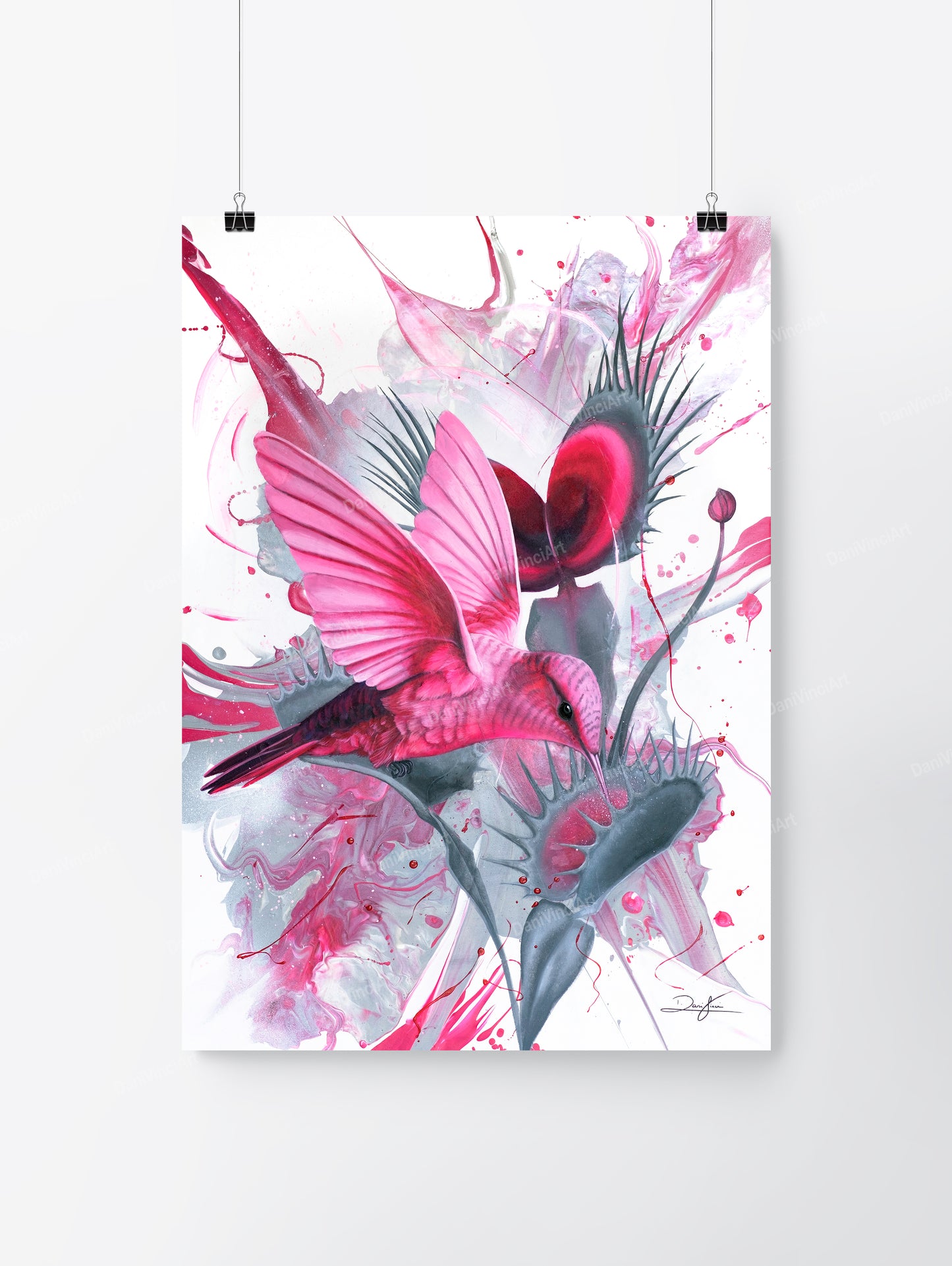 Pink Hummingbird (Art Print)
