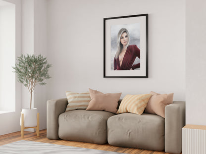 Woman in Red Dress (Art Print)