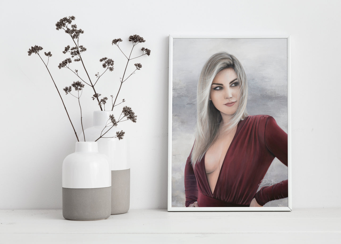 Woman in Red Dress (Art Print)